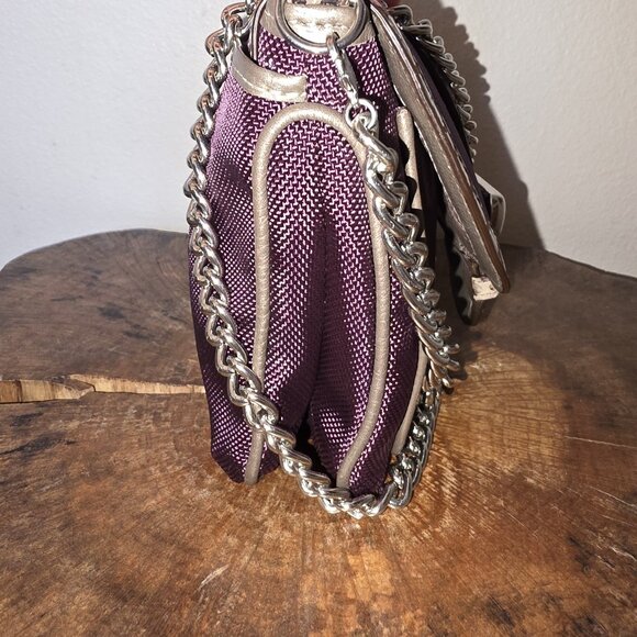 Brighton Portland Plumberry Purple Nylon & Embossed Leather Buckle Flap Silver - Picture 10 of 15